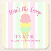 こちらはスクープのアイスクリーム夏のベビーシャワー スクエアペーパーコースター (正面)