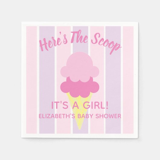 こちらはスクープのアイスクリーム夏のベビーシャワー スタンダードカクテルナプキン (正面)
