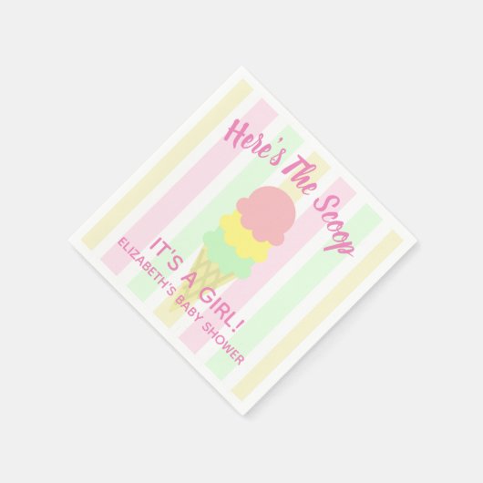 こちらはスクープのアイスクリーム夏のベビーシャワー スタンダードカクテルナプキン (角)