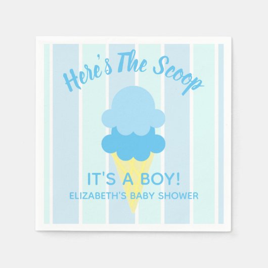 こちらはスクープのアイスクリーム夏のベビーシャワー スタンダードカクテルナプキン (正面)