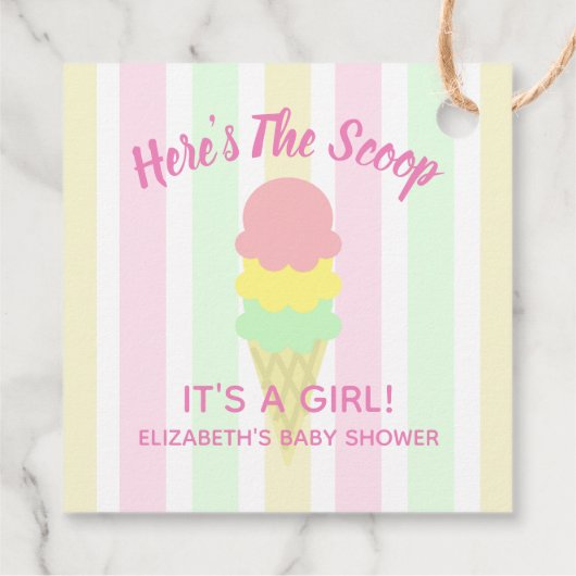 こちらはスクープのアイスクリーム夏のベビーシャワー フェイバータグ (裏面)