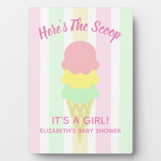 こちらはスクープのアイスクリーム夏のベビーシャワー フォトプラーク (正面)