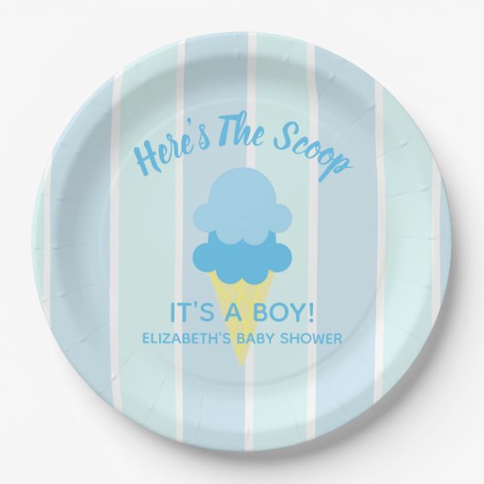 こちらはスクープのアイスクリーム夏のベビーシャワー ペーパープレート (正面)