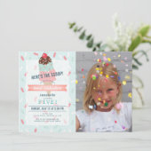 こちらはスコップミントアイスクリームフォト誕生日 招待状 (スタンド正面)