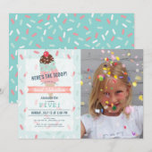 こちらはスコップミントアイスクリームフォト誕生日 招待状 (正面/裏面)