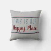 こちらは私たちの幸せな場所 赤 青 灰 クッション (裏面)