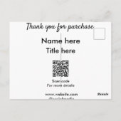 「こちら購入名タイトル スキャンQRコードに感謝」 ポストカード (裏面)