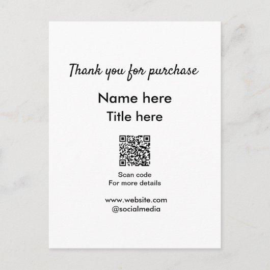 「こちら購入名タイトル スキャンQRコードに感謝」 ポストカード (正面)
