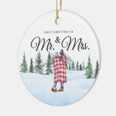 こぢんまりとした山のクリスマスの飾り セラミックオーナメント (左)