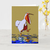 こっけいな行進のペリカン カード (黄色い花)