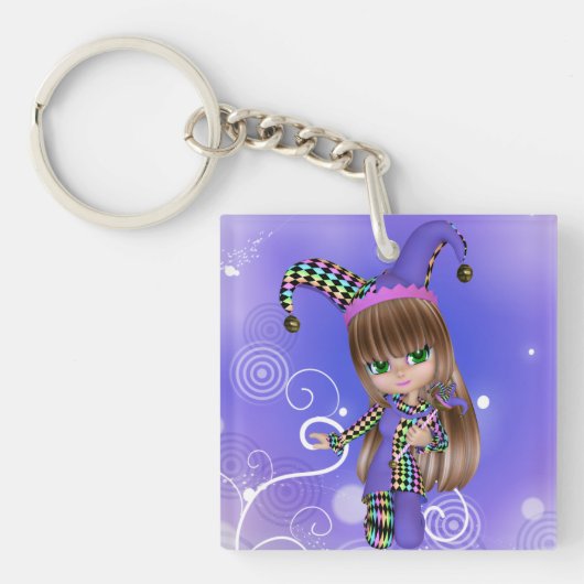 こっけい者の女の子Keychain キーホルダー (正面)