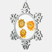 「こっちよ!!」 かわいい漫画ライオンズペーターオーナメント スノーフレークピューターオーナメント (右)