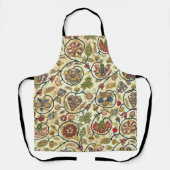 こて貝刺繍果実・花 エプロン (正面)