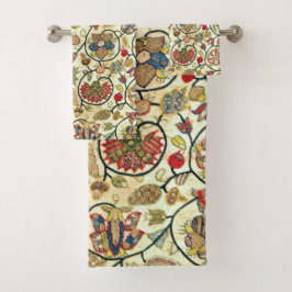 こて貝刺繍果実・花 バスタオルセット