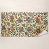 こて貝刺繍果実・花 ビーチタオル (正面)