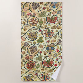 こて貝刺繍果実・花 ビーチタオル