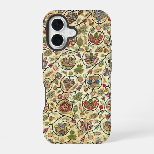 こて貝刺繍果実・花 iPhone 16ケース (裏面)