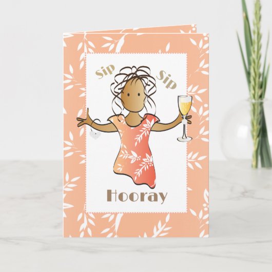 ことわざおもしろいかわいい民族女性マンガ誕生日 カード (正面)