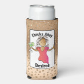 ことわざおもしろいガールズトリップグリッターチクズアホイクルーズ スリム缶クーラー (Seltzer正面)