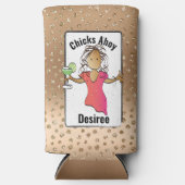 ことわざおもしろいガールズトリップグリッターチクズアホイクルーズ スリム缶クーラー (正面)