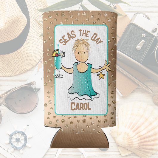 ことわざおもしろいクルージングは彼女の海のための日の泡 スリム缶クーラー