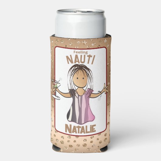 ことわざおもしろいクルーズバカンス感じズナウティ スリム缶クーラー (Seltzer正面)