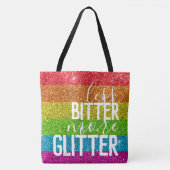 ことわざおもしろいゲイプライドユーモアレインボーグリッター トートバッグ (正面)