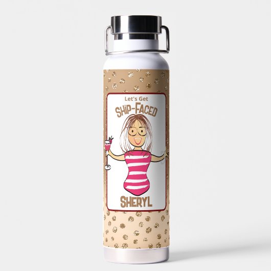 ことわざおもしろいスナーキー漫画レディーバケーション ウォーターボトル (背面)