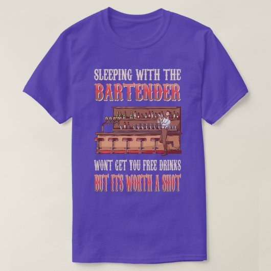 ことわざおもしろいバーテンダーで眠る4 Tシャツ (デザイン正面)