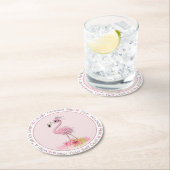 ことわざおもしろいピンクフラミンゴウオーターカラーイラストレーション ラウンドペーパーコースター (インサイチュ)