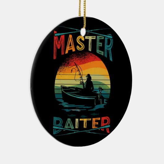 ことわざおもしろいマスターベイターヴィンテージサンセット魚釣り セラミックオーナメント (右)