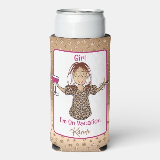 ことわざおもしろいマンガースアッシー族の女の子週末 スリム缶クーラー (Seltzer正面)