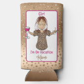 ことわざおもしろいマンガースアッシー族の女の子週末 スリム缶クーラー (裏面)