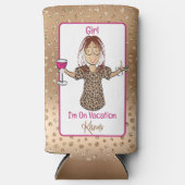 ことわざおもしろいマンガースアッシー族の女の子週末 スリム缶クーラー (正面)