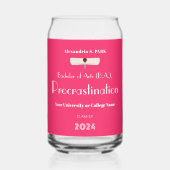 ことわざおもしろいミニマリストピンク卒業式パーティー ガラス缶 (正面)