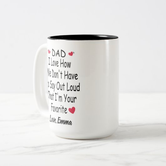 ことわざおもしろい付きパパ用名前をカスタムする贈答品 ツートーンマグカップ (正面左)