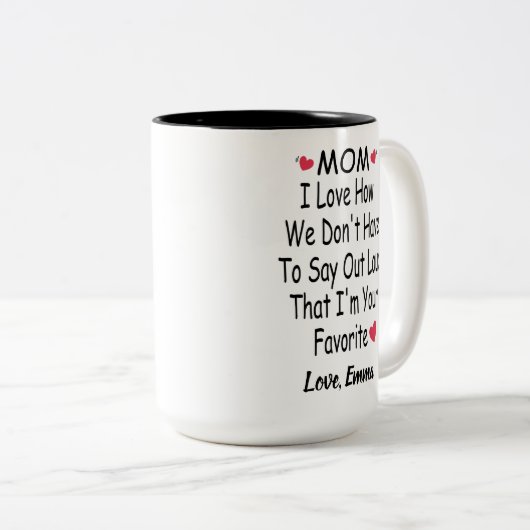 ことわざおもしろい付きママ用名前をカスタムするギフト ツートーンマグカップ (正面右)
