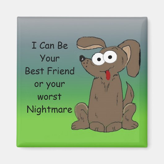 ことわざおもしろい付き漫画の犬 マグネット (正面)