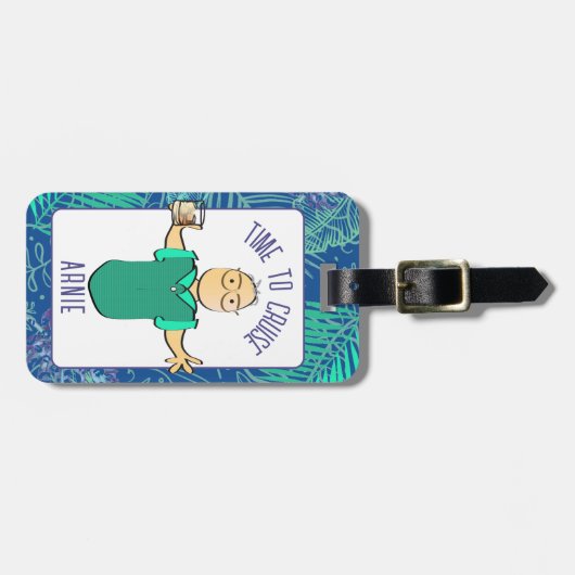 ことわざおもしろい成熟男性マンガバケーション ラゲッジタグ (正面横)