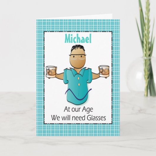 ことわざおもしろい民族男性マンガードリンク誕生日 カード (正面)