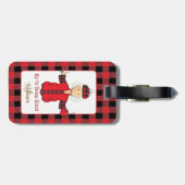 ことわざおもしろい漫画コールドバッファロープレイドレッドブラック ラゲッジタグ (裏面横)