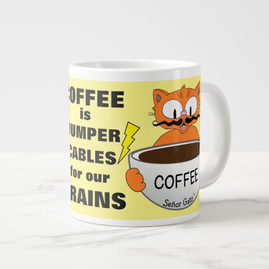 ことわざおもしろい猫 ジャンボコーヒーマグカップ (正面右)