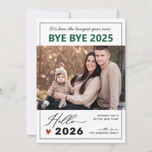 ことわざさよなら2024年ユニークハッピーニューイヤー写真 シーズンカード (正面)