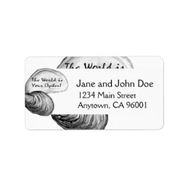 ことわざの牡蠣の貝殻「世界はあなたの ラベル