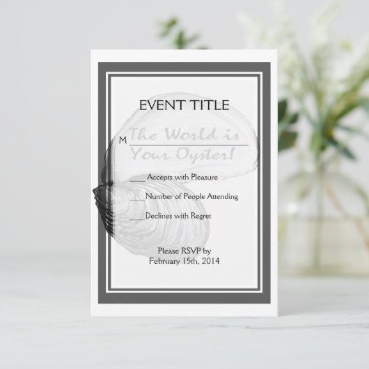 ことわざを用いるカキ貝は"世界あなたのです 出欠カード (スタンド正面)