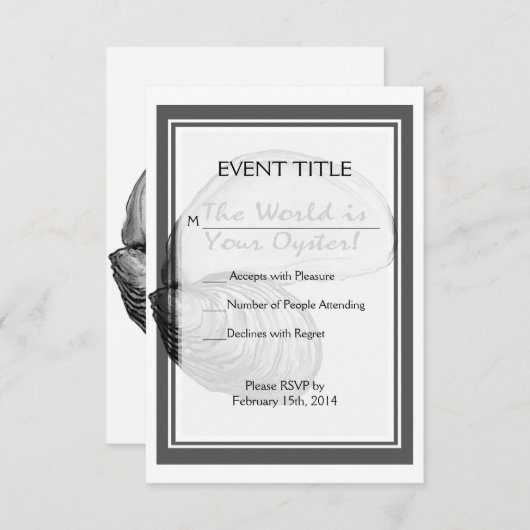 ことわざを用いるカキ貝は"世界あなたのです 出欠カード (正面/裏面)