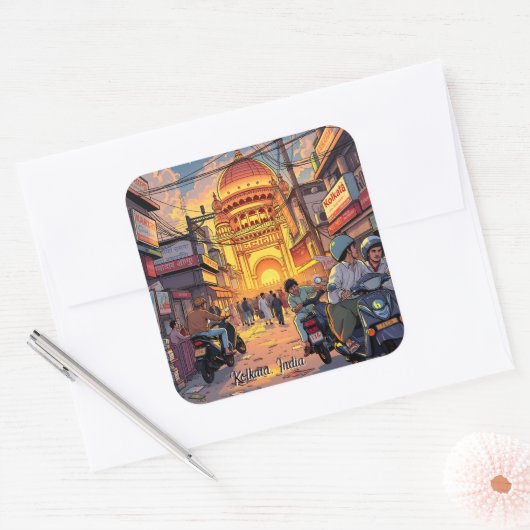 ことわざハローインド | コルカタ スクエアシール (封筒)