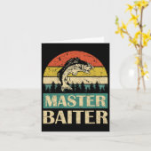 ことわざマスターおもしろいバイター魚釣り漁師男性W カード (黄色い花)