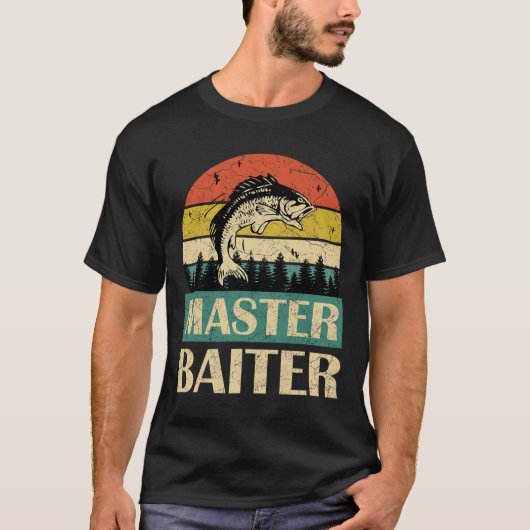 ことわざマスターおもしろいバイター魚釣り漁師男性W Tシャツ (正面)