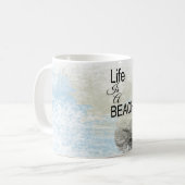 ことわざライフはビーチ砂ドル コーヒーマグカップ (正面左)